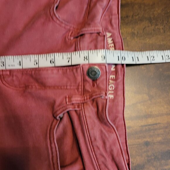 American Eagle Jeans 4R Jegging Next Level Stretch Hi Rise Sunwashed Burgundy - Picture 10 of 12